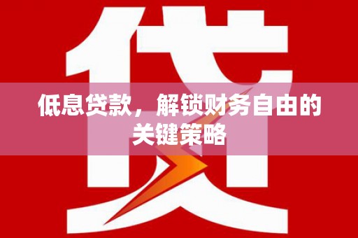 水富低息贷款，解锁财务自由的关键策略