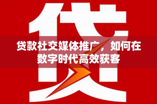 水富贷款社交媒体推广，如何在数字时代高效获客