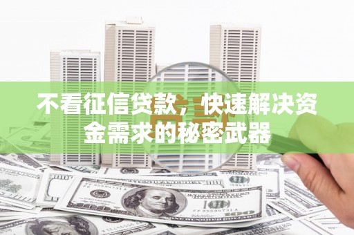 水富不看征信贷款，快速解决资金需求的秘密武器