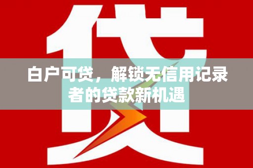 水富白户可贷，解锁无信用记录者的贷款新机遇