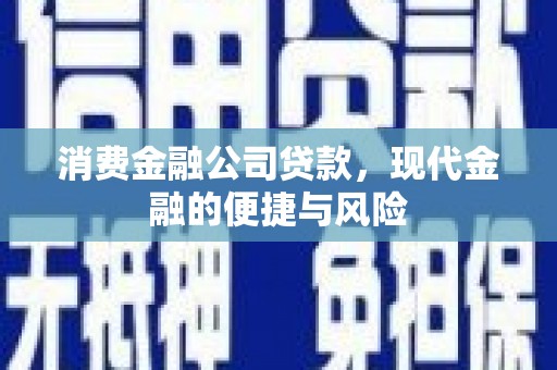 水富消费金融公司贷款，现代金融的便捷与风险