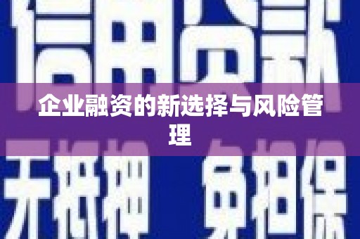 水富企业融资的新选择与风险管理