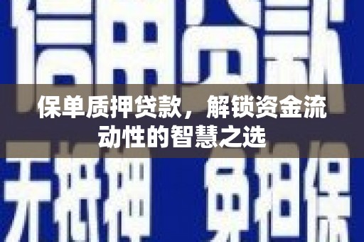 水富保单质押贷款，解锁资金流动性的智慧之选